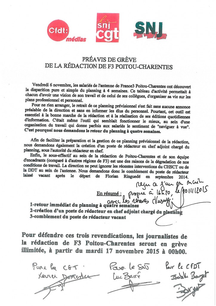 Preavis greve Poitiers 17112015